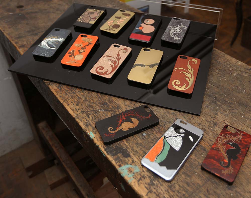 Créations de coque d'iPhone en marqueterie Boulle